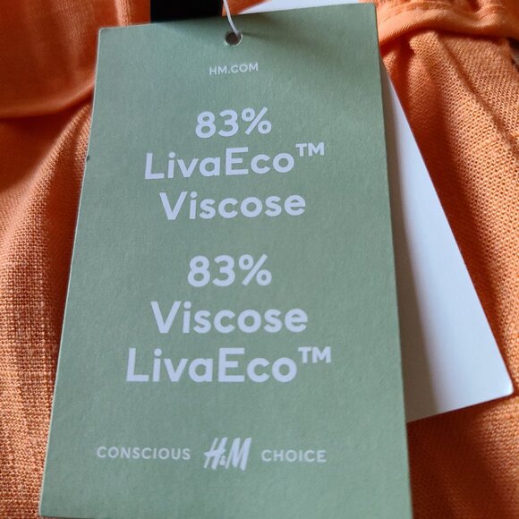 DIVIDED BY H&M WIDE LEG RAYON/ LINEN BLEND SILK-LIKE FEEL IN APRICOT SIZE US XL - Picture 7 of 11